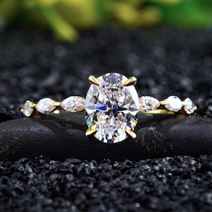 Anillo de compromiso con diamante cultivado en laboratorio de talla ovalada de 2,6 ct en oro de 14 quilates, regalo de aniversario perfecto para ella, anillo de bodas, anillo de propuesta para mujer