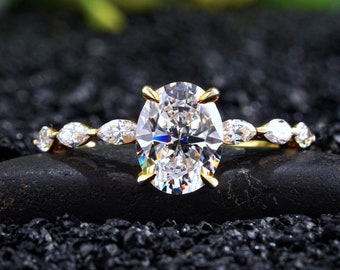 2.6 Ct Oval Cut Lab Grown Diamond Engagement Ring in 14K Gold, Perfect Anniversary Gift for Her, Wedding Ring, Proposal Ring for Women