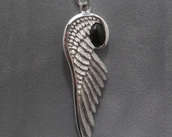 Angel wing - Sterling silver - Onyx