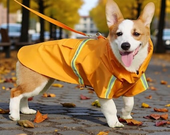 Waterproof Dog Raincoat with Hood, Reflective Puppy Rain Jacket, Small Dog Rainwear