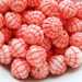 red and white german glass textured beads - bulk destash lot 50 pcs - red beads, pink beads, pink gingham beads