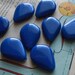 9 dark blue flat plastic teardrop beads - vintage jewelry supplies destash