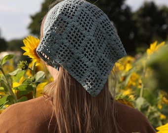 Crochet Headscarf Pattern PDF | Lacy Boho Bandana Scarf