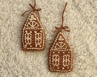 Patrón PDF de casa de jengibre a crochet / Adorno navideño de crochet tunecino