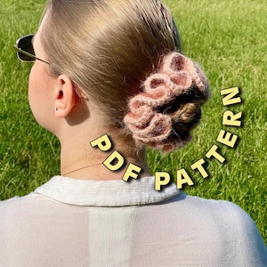Crochet Ruffle Scrunchie Pattern – Easy Hair Accessory PDF – Fluffy Elastic Hair Tie Tutorial – Simple Crochet Pattern