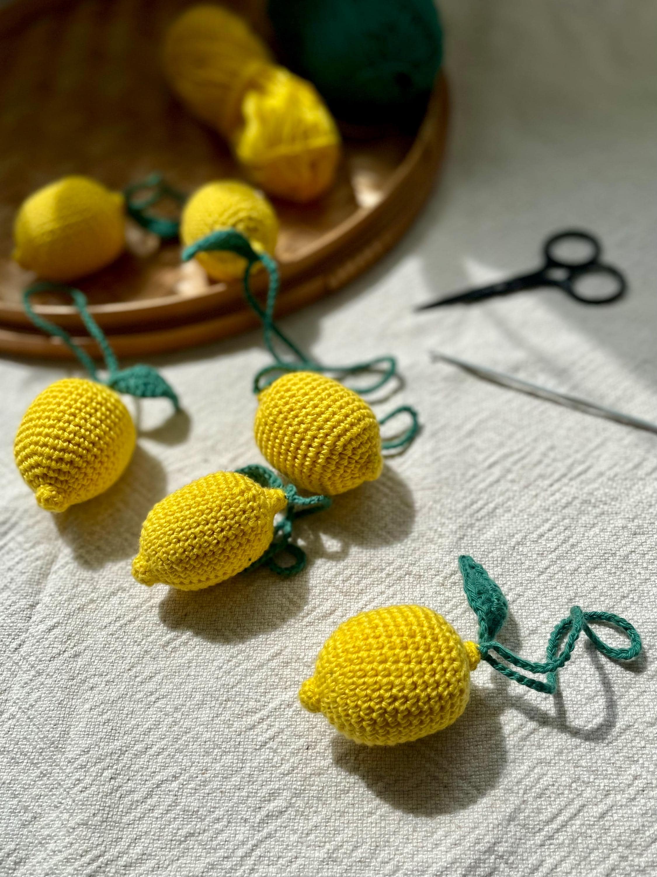 Crochet Lemon Bag Charm Pattern - Easy Amigurumi Fruit Keychain
