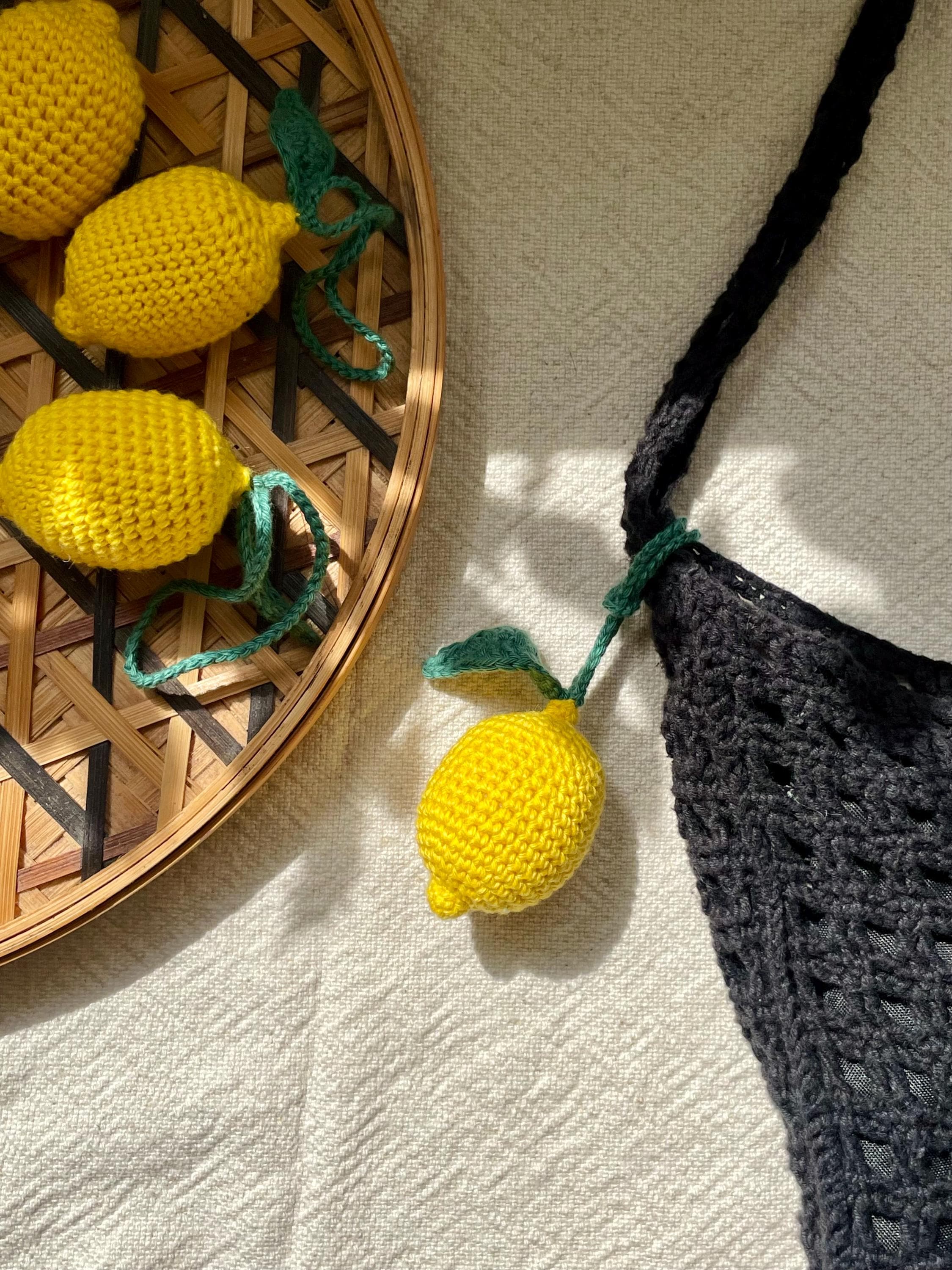 Crochet Lemon Charm Pattern – Easy Amigurumi Keychain (PDF Pattern