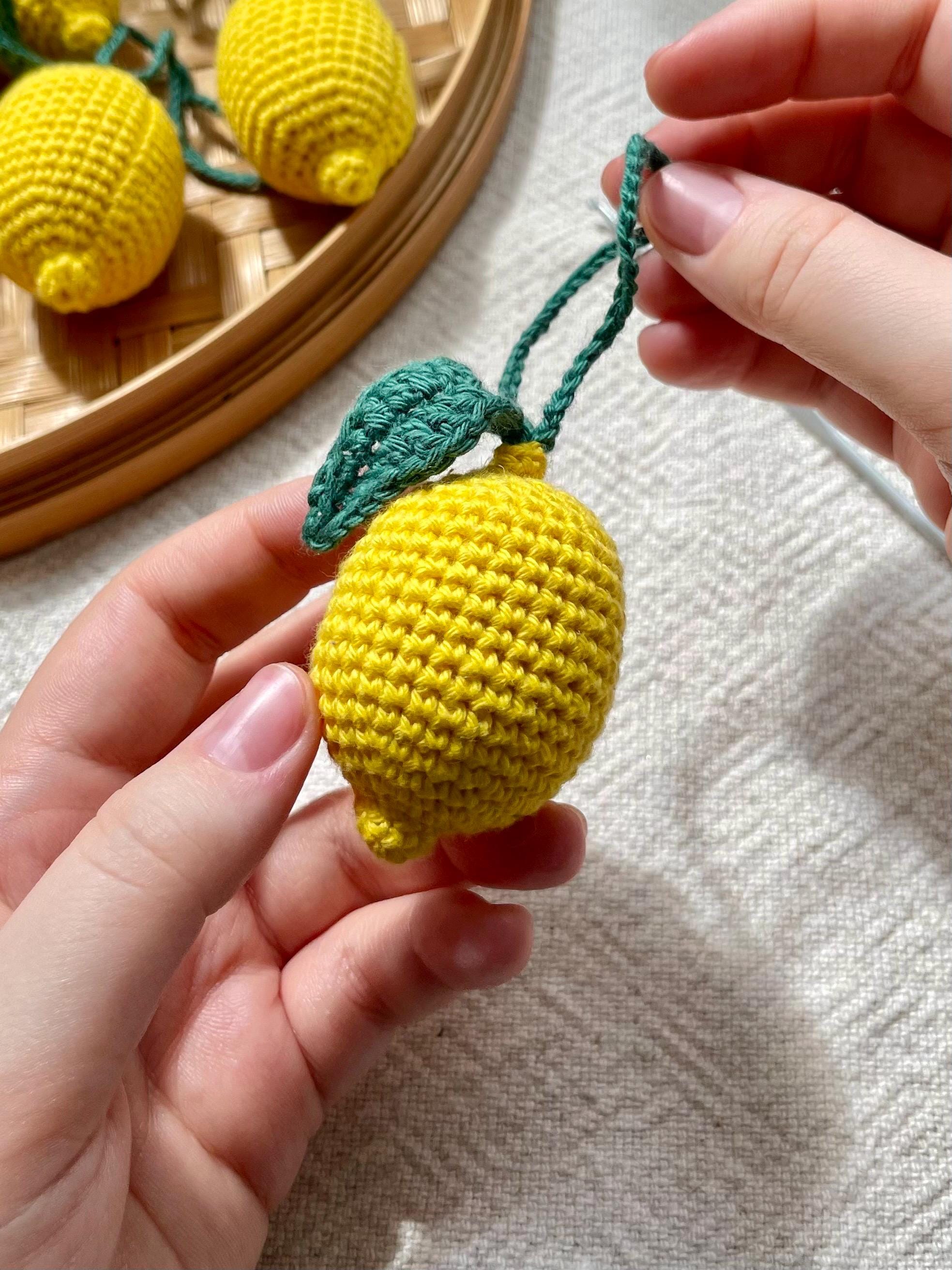 Crochet Lemon Bag Charm Pattern - Easy Amigurumi Fruit Keychain