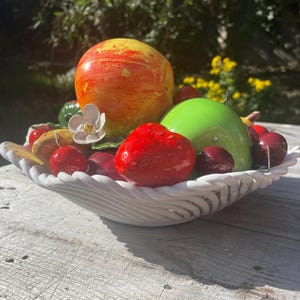 Vintage Italian Capodimonte Style Fruit Basket | Ceramic Kitsch Centerpiece 1950s–60s