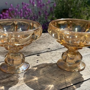 Vintage Amber Glass Dessert Dishes – Pair of 2