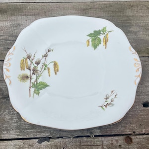 Vintage Adderley tårtfat: Vårhängen och förgylld kant