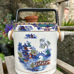 Vintage Karlsbad Biscuit Barrel – Japanese Garden Porcelain Jar