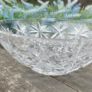 Centrotavola vintage in cristallo tagliato pesante, larghezza 20 cm, decorazione da tavolo che cattura la luce