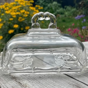 Vintage Mikasa Walther Kristallglass Butter Dish with Lid, West Germany Crystal Rose Base