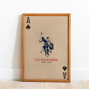 Impressão de Ás de Copas, Pôster de Carta de Baralho, Arte Retro Moderna, Decoração de Bar, Presente de Impressão de Cozinha, Impressão de Bola de Bilhar Vintage, Pôster Ralph Lauren
