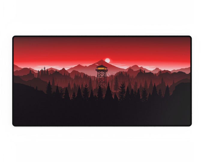 Firewatch Watchtower Landscape Game Desk Mats, Gaming Mouse Pad, Anti-Fray Large Work Mat, Computer Pad, Office Desk Accessories