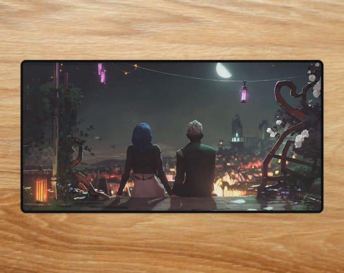 League of legends Desk Mats, Arcane Jinx Ekko Design, Scratch Resistant Gaming Mat, Non-Slip Office Desk Pad, 3 Sizes, Mouse Support,