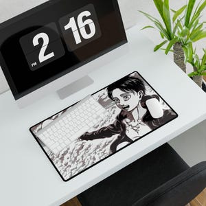 Anime Attack On Titan Eren Yeager Desk Mat, Scratch & Stain Resistant, Smooth Surface, Non-Slip Base, Durable image 7