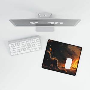 Knight's Rest by the Fire Desk Mats, Dark Souls Gaming Mouse Pad, Anti-Fray Office Desk Mat, Non-Slip Rubber Base, Opt & Laser Mice image 8