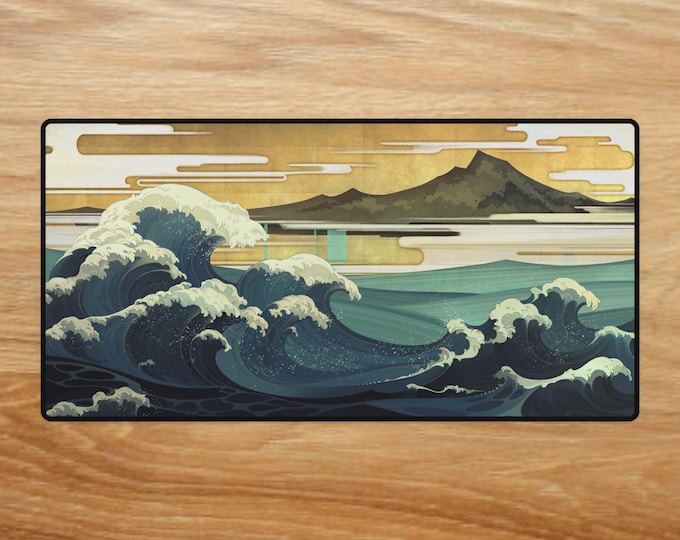 Under the Wave off Kanagawa Design, Scratch-Resistant, Non-Slip, Durable, Organizing Desk Pad, Mouse Mat, Computer Accessories,