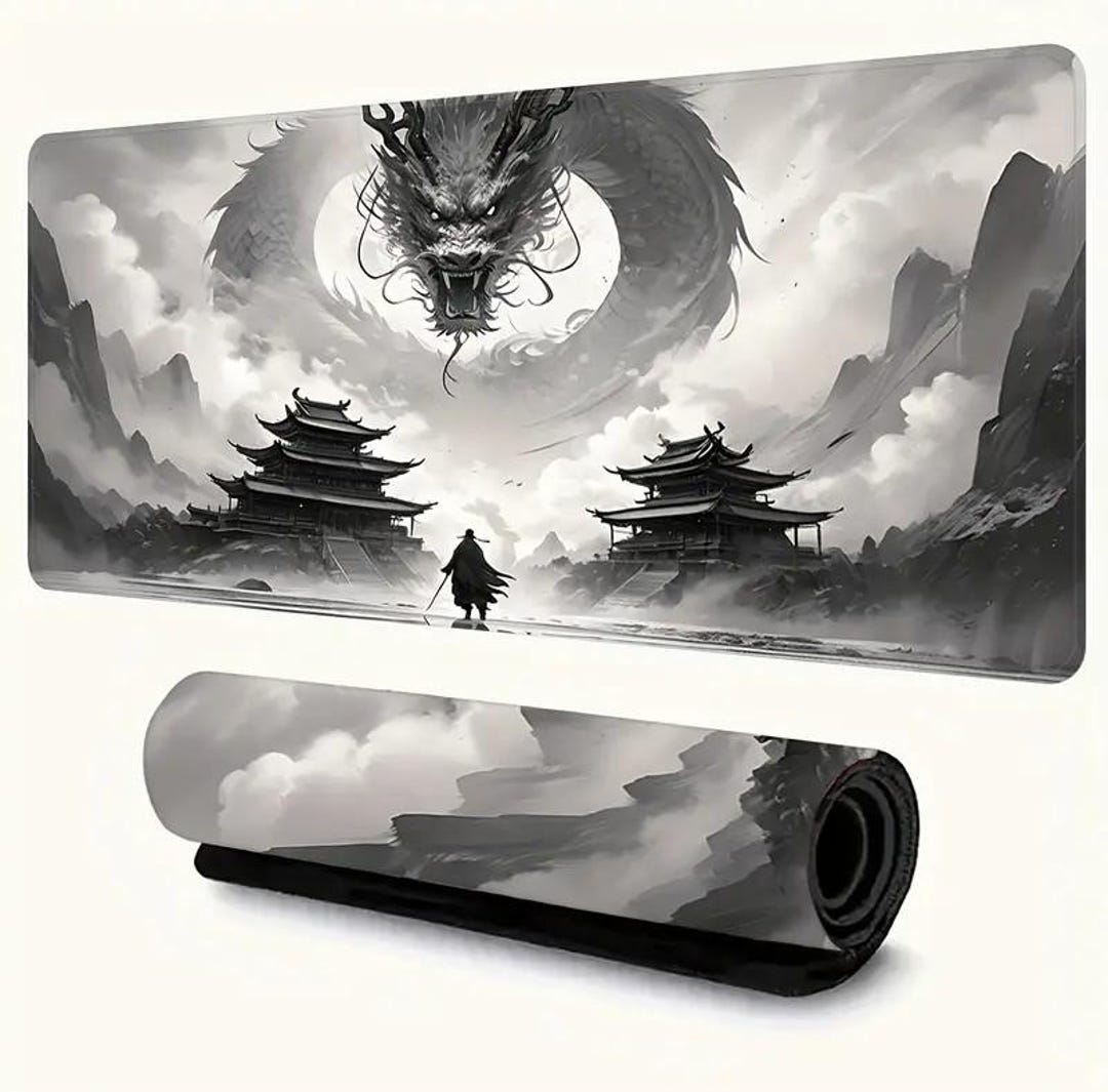 Dragon Ruler Mat Chinese-inspired Dragon Desk Mat - Non-slip Rubber Base for Gaming and ...