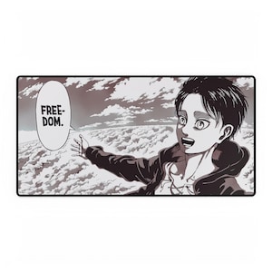 Anime Attack On Titan Eren Yeager Desk Mat, Scratch & Stain Resistant, Smooth Surface, Non-Slip Base, Durable image 1