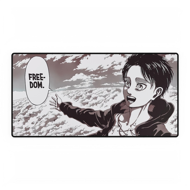Anime Attack On Titan Eren Yeager Desk Mat, Scratch & Stain Resistant, Smooth Surface, Non-Slip Base, Durable image 1