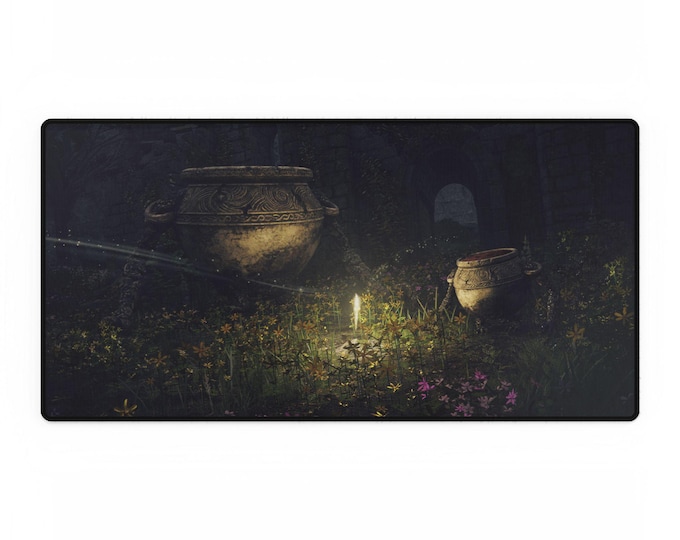 Elden Ring Pot Family Garden Desk Mat - Nature-Inspired Desk Accessories for Home Office, Work Station, Gaming Setup