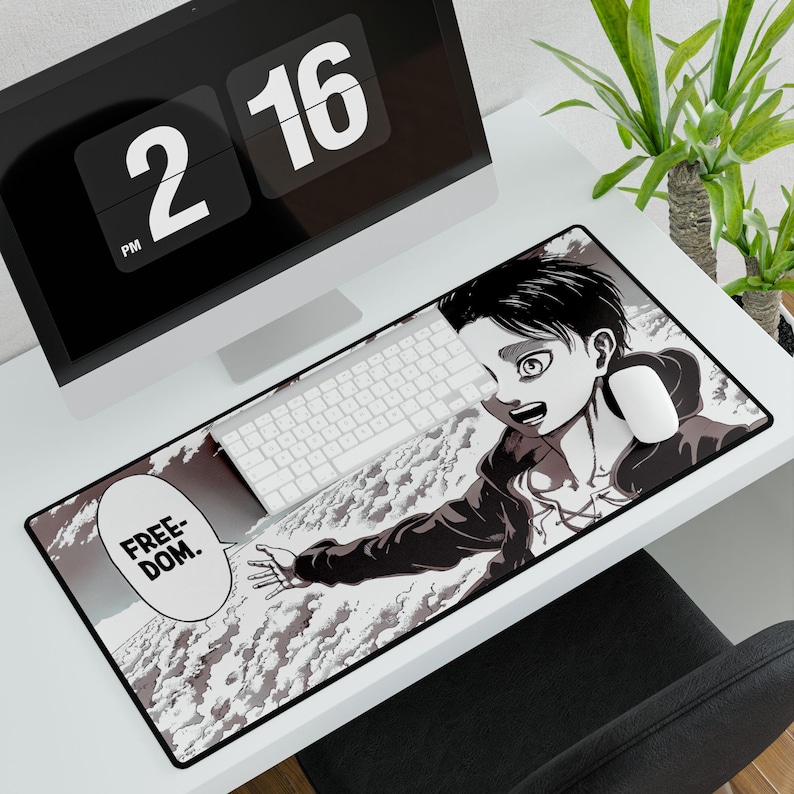 Anime Attack On Titan Eren Yeager Desk Mat, Scratch & Stain Resistant, Smooth Surface, Non-Slip Base, Durable image 5