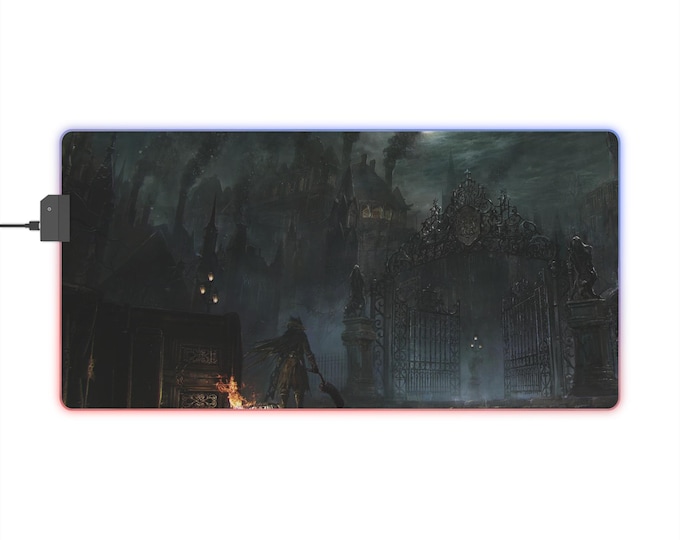 Gaming Mouse Pad, Elden Ring Design, LED Lights, USB Connector, Non-Slip, RGB Lighting, Gamer Accessories, Desk Mat