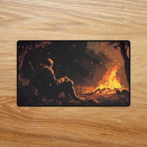 Knight's Rest by the Fire Desk Mats, Dark Souls Gaming Mouse Pad, Anti-Fray Office Desk Mat, Non-Slip Rubber Base, Opt & Laser Mice image 3