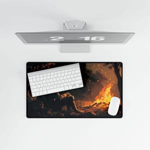 Knight's Rest by the Fire Desk Mats, Dark Souls Gaming Mouse Pad, Anti-Fray Office Desk Mat, Non-Slip Rubber Base, Opt & Laser Mice image 9