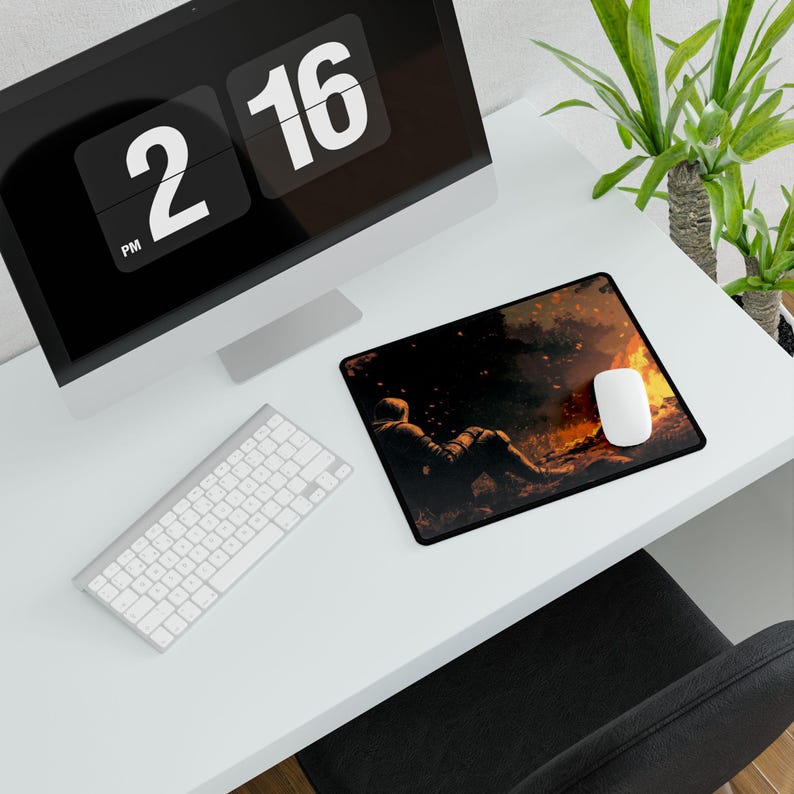 Knight's Rest by the Fire Desk Mats, Dark Souls Gaming Mouse Pad, Anti-Fray Office Desk Mat, Non-Slip Rubber Base, Opt & Laser Mice image 5