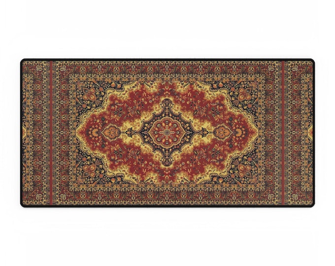 Red Persian Rug Mousepad Desk Mats, Scratch Resistant Desk Accessories, Organization Tool for Home Office, Non-Slip Gaming Mat, Three Sizes