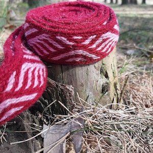 Cintura intrecciata con tavolette di lana, cintura medievale, costume vichingo, rievocazione storica, costume popolare, tunica vichinga, tessitura a carte, cintura boho, arte medievale
