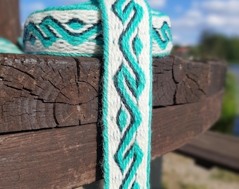 Tablet woven trim, woolen viking trim, tablet weaving, tablet weave, card woven, woven belt, Brettchenborte, belt, viking cotume, tunic