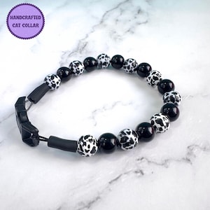 Cow Cat Collar, Collar Necklace Bead, Cat Gift For Cat Lovers, Pet Gift For Cat, Quick Release Cat Collar, Pet Collar, Beaded Cat Collar