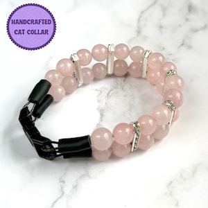 Rose Quartz Cat Collar, Cat Crystal Necklace, Cat Collar Crystal, Cat Gift For Cat Lovers, Pet Gift For Cat, Cute Collar For Cats
