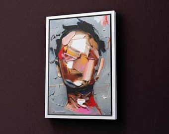 Abstract Face Painting Print, Modern Face Art, Oil Painting Print, Abstract Wall Art, Abstract Portrait Printed, Abstract Face Wall Decor