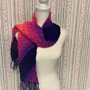 jazzy striping scarf in ombre colors striping scarf crochet scarf violet ombre FREE SHIPPING