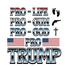 Pro-Life Pro-Gun Pro-God Pro-Trump Fenster- / Autoaufkleber x 2