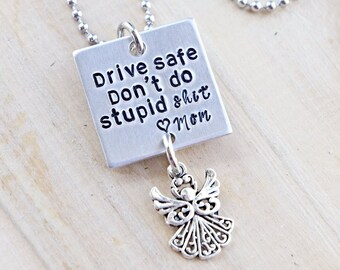 Drive Safe Don't do Stupid Sh*t Car Mirror Charm - New Driver Gift - Drive Safe Reminder - Teenage Driver Gift - Guardian Angel - Unisex