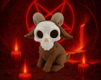Skull-Faced Demon Goat Figurine | 3D Printed Gothic Decor