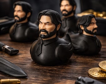 John Wick Inspired Rubber Duck | Keanu Assassin Parody Desk Decor