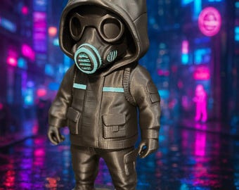 Cyberpunk Gas Mask Figurine • Techwear Street Art Sculpture