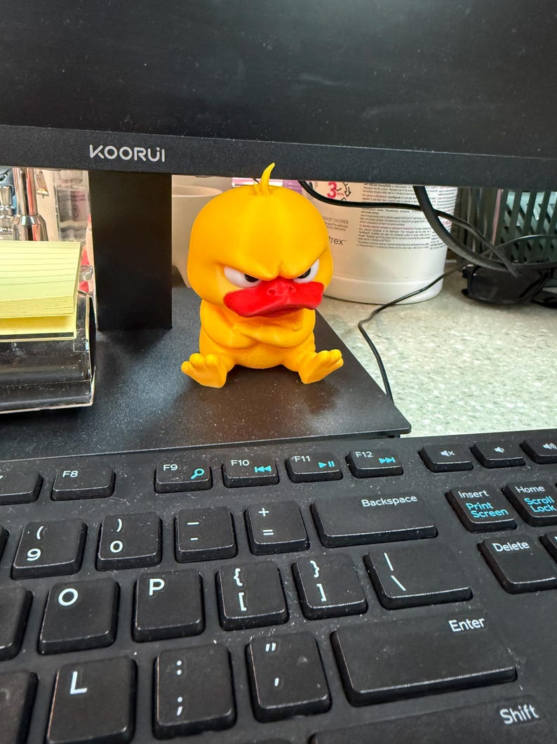 Grumpy Duck Figurine | 3D Printed Chibi Desk Toy, Sarcastic Collectible ...