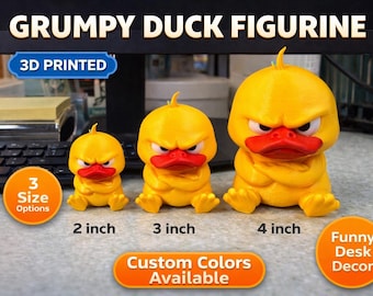 Grumpy Duck Figurine | 3D Printed Chibi Desk Toy, Sarcastic Collectible (Custom Colors)