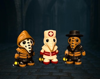 3D Printed Plague Doctor Trio | Articulated Gothic Keychain or Figurine