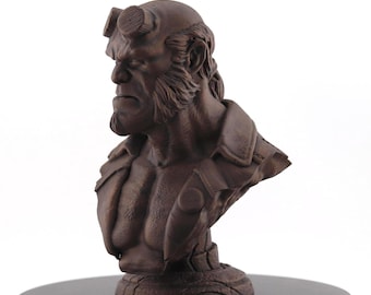 Hellboy Bust: Hand Painted Sci-Fi Horror, Gamer Room Fan Art Collectible Gift Dark Horse