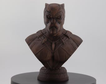 Black Panther Bust: Hand Painted Fan Art Inspired Hero Sculpture Comic Collectible Gamer Room